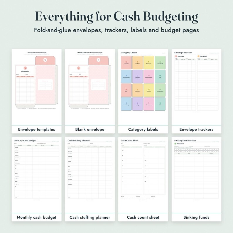 Cash Envelope Printable Kit, Fold and Glue Envelopes, A6 Budget Binder Inserts, Sinking Funds image 3