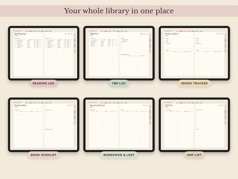 Digital Reading Journal, Hyperlinked Book Tracker with Review Pages, TBR List and Yearly Challenge image 5