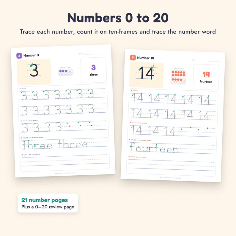 Handwriting Practice Workbook, Letter Tracing A-Z, Numbers 0-20, Preschool Kindergarten Printable image 6