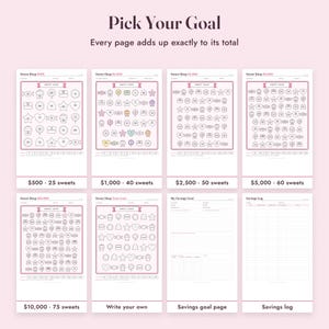 Savings Challenge Printable, Sweet Shop Candy Color In Tracker, 500 to 10000, Letter A4 image 3