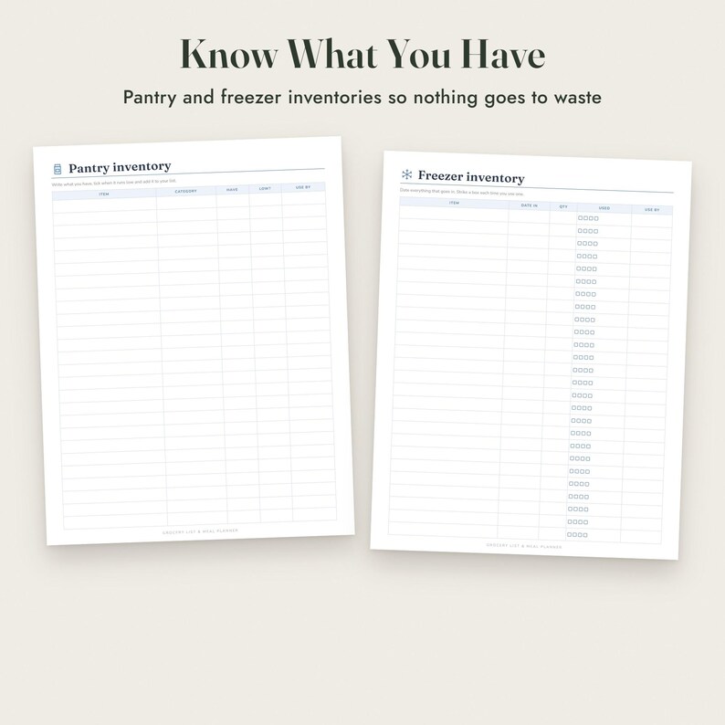 Grocery List Printable, Meal Planner, Pantry Inventory, Aisle Checklist, 3 Colours, Letter A4 imagen 6