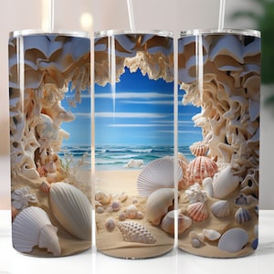 3D Sea Shell Tumbler 20oz Tumbler Wrap Tumbler Wrap Designs Tumbler PNG Summer Tumbler Beach Tumbler Cracked Wall Tumbler Starfish Tumbler