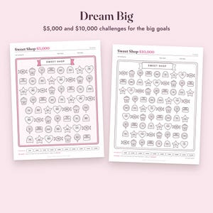 Savings Challenge Printable, Sweet Shop Candy Color In Tracker, 500 to 10000, Letter A4 image 6