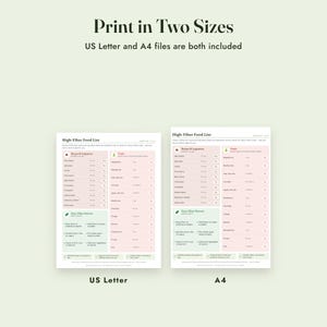 High Fiber Food List Printable With Grams, Grocery List, Fiber Tracker, Letter A4 image 9