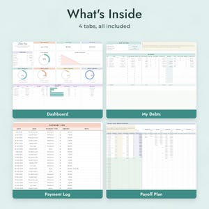 Debt Payoff Tracker Google Sheets, Debt Snowball Spreadsheet, Debt Free Date Calculator, Credit Card Payoff Planner, Debt Dashboard imagen 2