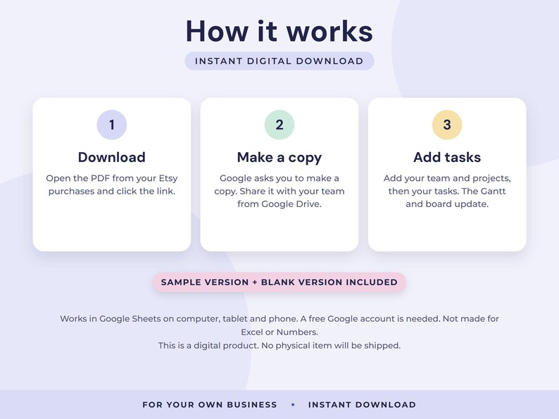 Project Management Template Google Sheets, Gantt Chart, Kanban Board, Team Task Tracker Spreadsheet image 7
