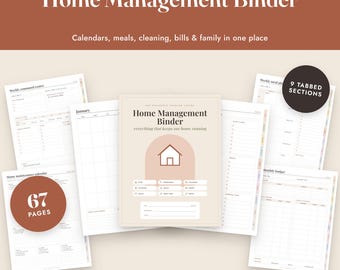 Home Management Binder Printable, 67 Pages, Family Binder, Household Planner, Letter A4
