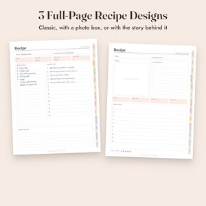 Recipe Book Template Printable, Family Cookbook, 4x6 Recipe Cards, Kitchen Binder Pages image 4
