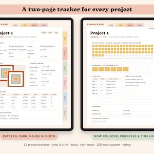 Crochet Planner Printable, Knitting Project Tracker, Yarn Stash Inventory, Row Counter, Pattern Log, Digital image 2