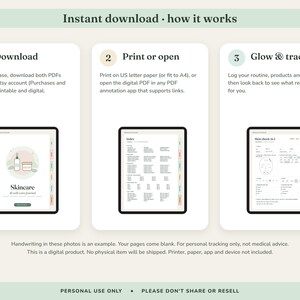 Skincare Journal Printable, Self Care Planner, Routine Tracker, Skin Diary, Product Inventory, Digital Undated image 10