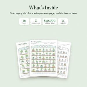 Savings Challenge Printable, Plant Shop Color In Tracker, 500 to 10000, Letter A4 image 2