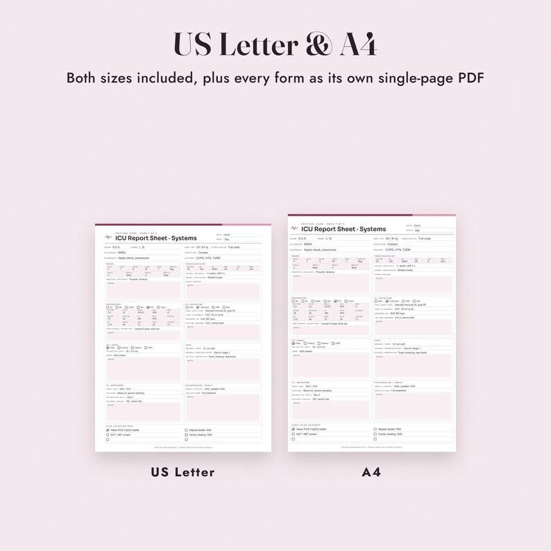 Nurse Report Sheet ICU, Fillable Critical Care Brain Sheet, Drips, Flowsheet, SBAR, Letter A4 image 8