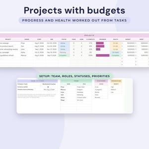 Project Management Template Google Sheets, Gantt Chart, Kanban Board, Team Task Tracker Spreadsheet image 6