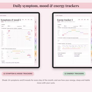 Cycle Tracker Journal Printable, Period Log, Menstrual Calendar, PMS Symptom Mood Planner, Undated Digital image 5