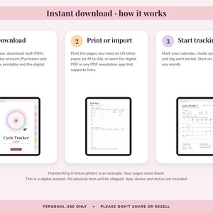 Cycle Tracker Journal Printable, Period Log, Menstrual Calendar, PMS Symptom Mood Planner, Undated Digital image 9