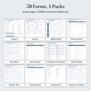 Nurse Report Sheet Bundle, 38 Fillable Forms, Med Surg, ICU, ER Style, New Grad image 3