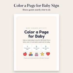 Baby Shower Coloring Book, ABC Guest Activity, Alphabet Coloring Pages, Keepsake Printable image 7