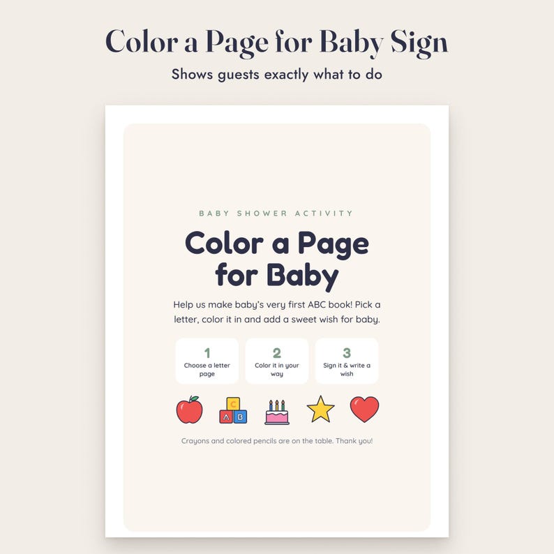 Baby Shower Coloring Book, ABC Guest Activity, Alphabet Coloring Pages, Keepsake Printable image 7