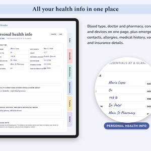 Medical Binder Printable and Digital, Health Planner, Medication Tracker, Blood Pressure Log, Symptom Journal bild 2