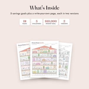Savings Challenge Printable, Dream Home Color In Tracker, 500 to 10000, Letter A4 image 2