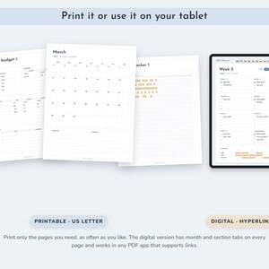 2027 Printable Planner, Monthly Weekly Calendar Pages, US Letter PDF plus Hyperlinked Digital Version image 7