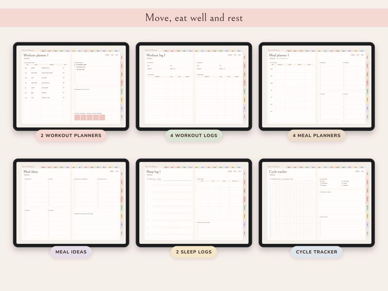 That Girl Planner Digital, Undated Daily Routine, Self Care Journal, Habit Tracker, Glow Up image 6