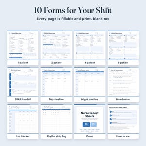 Nurse Report Sheet Med Surg, Fillable Nursing Brain Sheet, SBAR Handoff, Telemetry Template imagen 3