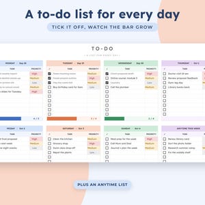 Weekly Planner Google Sheets, Time Block Schedule, Routine Template, To Do List, Habit Tracker image 5