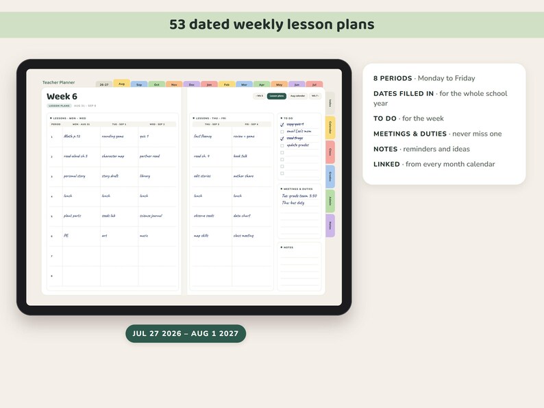 Teacher Planner 2026 2027, Dated Digital Lesson Plans, Gradebook, Seating Chart, Attendance image 2