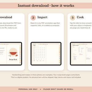 Digital Recipe Book, Hyperlinked Cookbook Template with 84 Cards, Meal Planner and Grocery List image 9