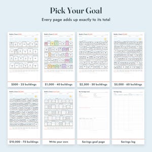 Savings Challenge Printable, Build a Town Color In Tracker, 500 to 10000, Letter A4 image 3