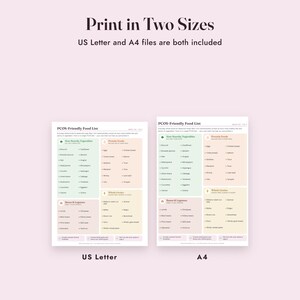 PCOS Food List Printable, PCOS Diet Grocery List, Meal Planner, Habit Tracker, Letter A4 Bild 9
