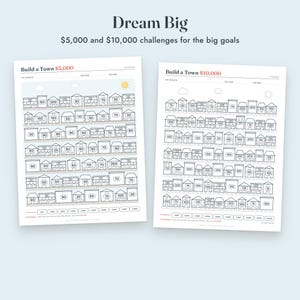 Savings Challenge Printable, Build a Town Color In Tracker, 500 to 10000, Letter A4 image 6