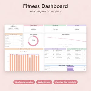 Fitness Planner Google Sheets, Weight Loss Journey Tracker, Calorie and Workout Log, Body Measurements bild 3