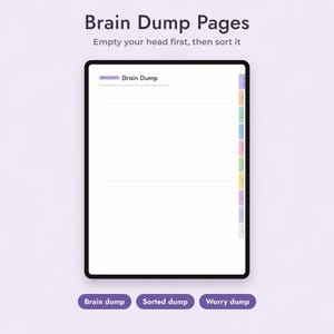 ADHD Planner Printable and Digital, Undated Brain Dump Pages, Focus Routine, Letter A4 Bild 3