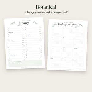 Birthday Calendar Printable, Perpetual Anniversary Calendar, 3 Styles, Monthly and One Page, Letter A4 imagen 4