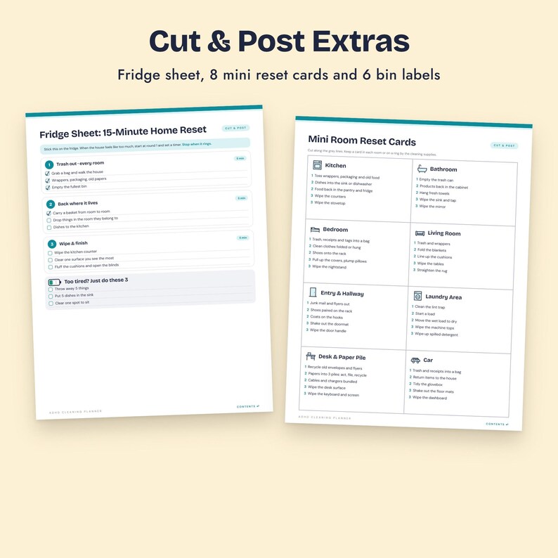 ADHD Cleaning Planner Bundle, Energy Cleaning Menus, 15 Minute Room Resets, Doom Pile Rescue image 8