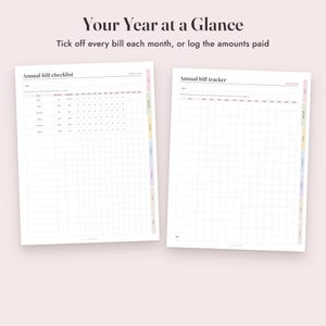 Bill Tracker Printable, Monthly Payment Calendar, Annual Checklist, Autopay Log, Due Dates, Letter A4 image 5