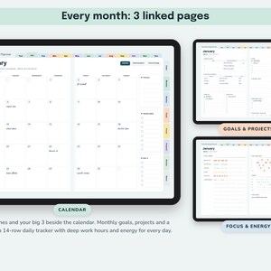 Time Blocking Planner Digital, Undated Productivity Journal, Hourly Schedule, Priority Matrix, Focus Session Log image 5
