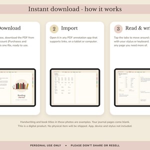 Digital Reading Journal, Hyperlinked Book Tracker with Review Pages, TBR List and Yearly Challenge image 9