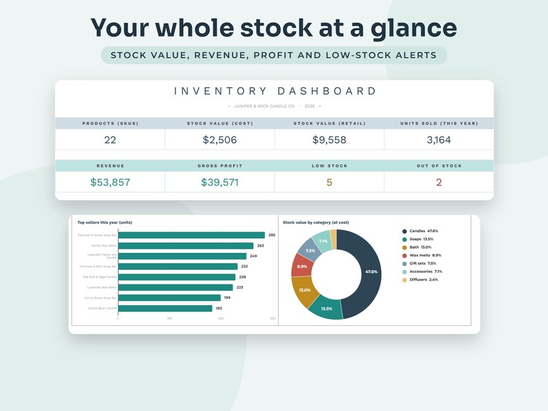Inventory Tracker Google Sheets, Stock Management Spreadsheet with Reorder Alerts, Small Business Sales Log image 2