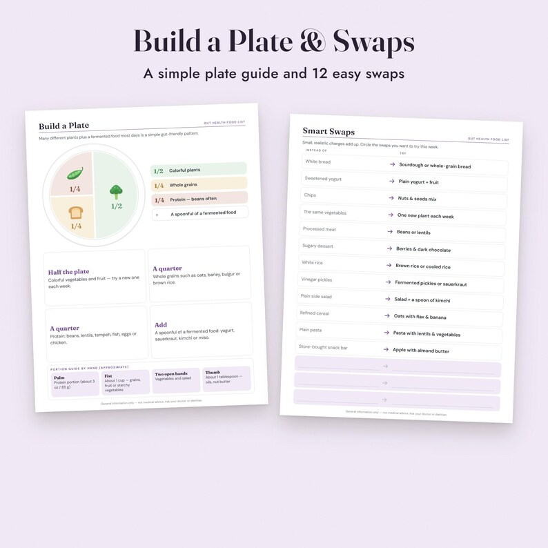 Gut Health Food List Printable, Fermented and Prebiotic Foods, Grocery List, Letter A4 image 5