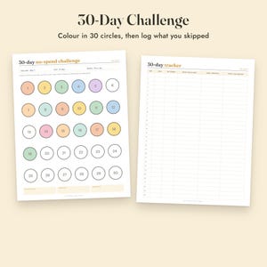 No Spend Challenge Printable, 30 Day, 52 Week, Monthly Color In Tracker, Letter A4 image 4