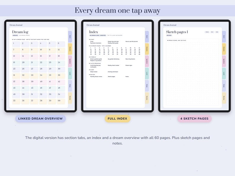 Dream Journal Printable, Lucid Dreaming Log, Symbol Dictionary, Sleep Tracker, Undated Digital Diary image 7