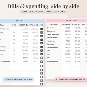 Simple Budget Spreadsheet for Google Sheets, Monthly Paycheck Planner, Biweekly Weekly Expense Tracker Template image 3