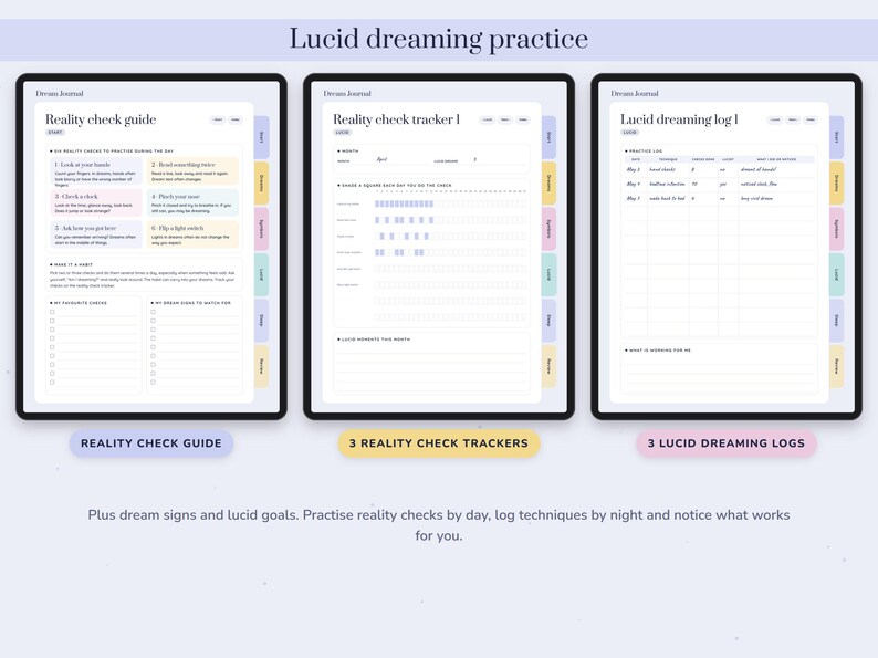 Dream Journal Printable, Lucid Dreaming Log, Symbol Dictionary, Sleep Tracker, Undated Digital Diary image 4
