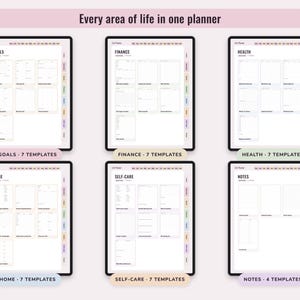 Printable Life Planner, Undated US Letter and Digital PDF, Goals, Budget, Health, Home Pages image 2