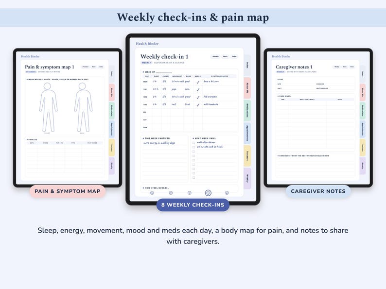 Medical Binder Printable and Digital, Health Planner, Medication Tracker, Blood Pressure Log, Symptom Journal bild 6