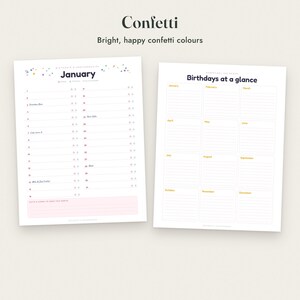 Birthday Calendar Printable, Perpetual Anniversary Calendar, 3 Styles, Monthly and One Page, Letter A4 imagen 6