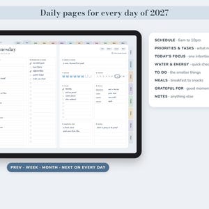 Digital Planner 2027 and Undated, Hyperlinked Daily Weekly Monthly Pages, Dusty Blue Landscape Journal image 6